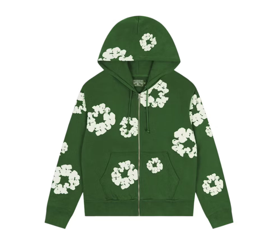 Denim Tears Cotton Wreath Zip Hoodie Green