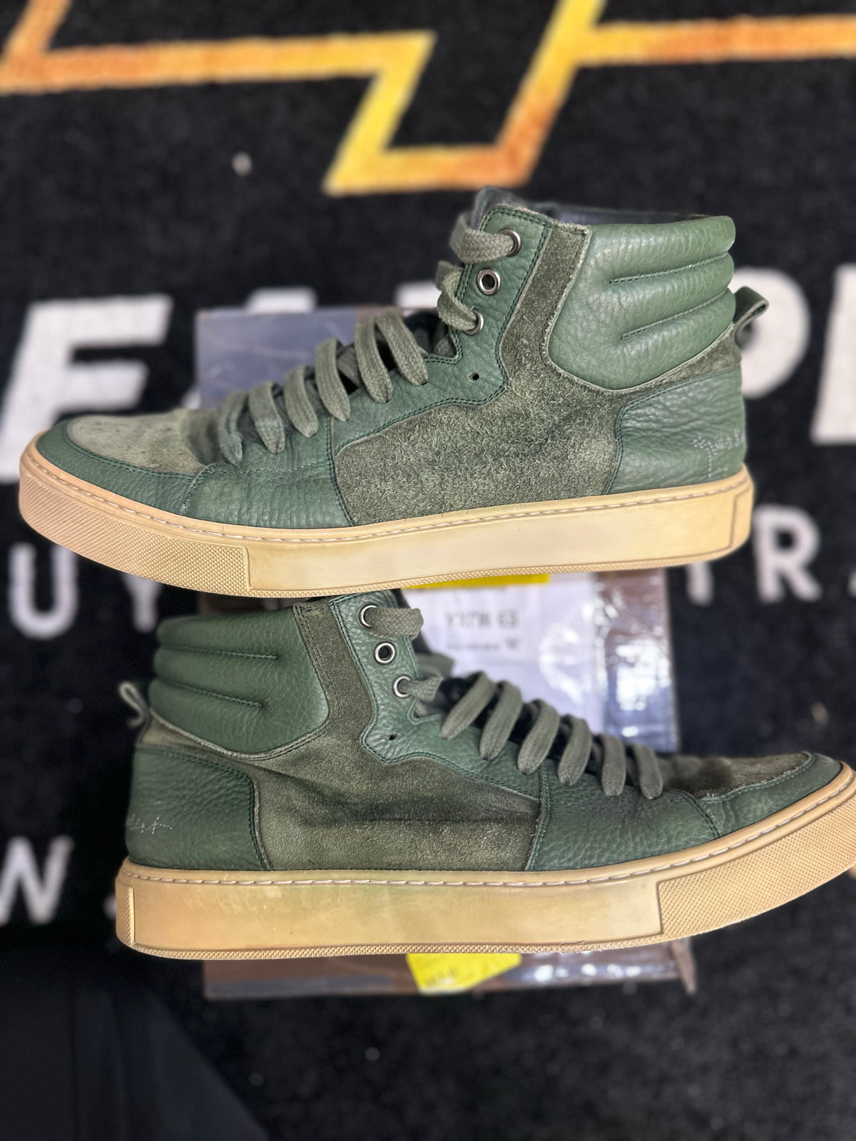 Archival Yves Saint Laurent (YSL) Avant Garde High-Top Sneaker “Green Leather”