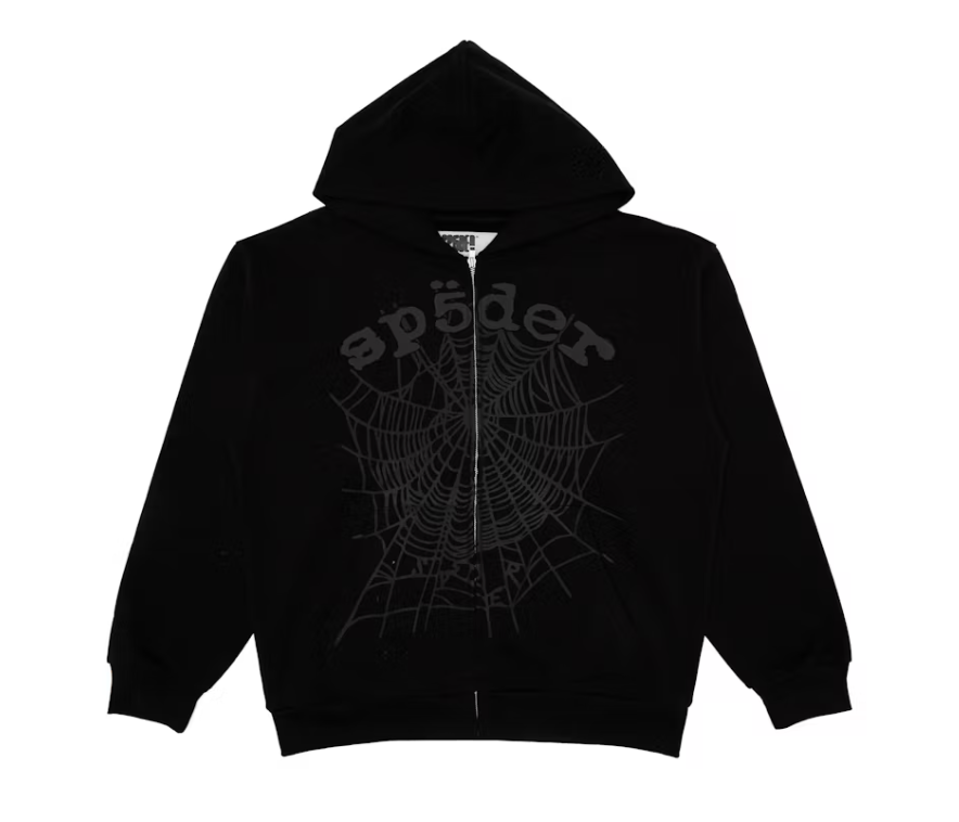 Sp5der OG Web V2 Phantom Zip Up Hoodie (Black)