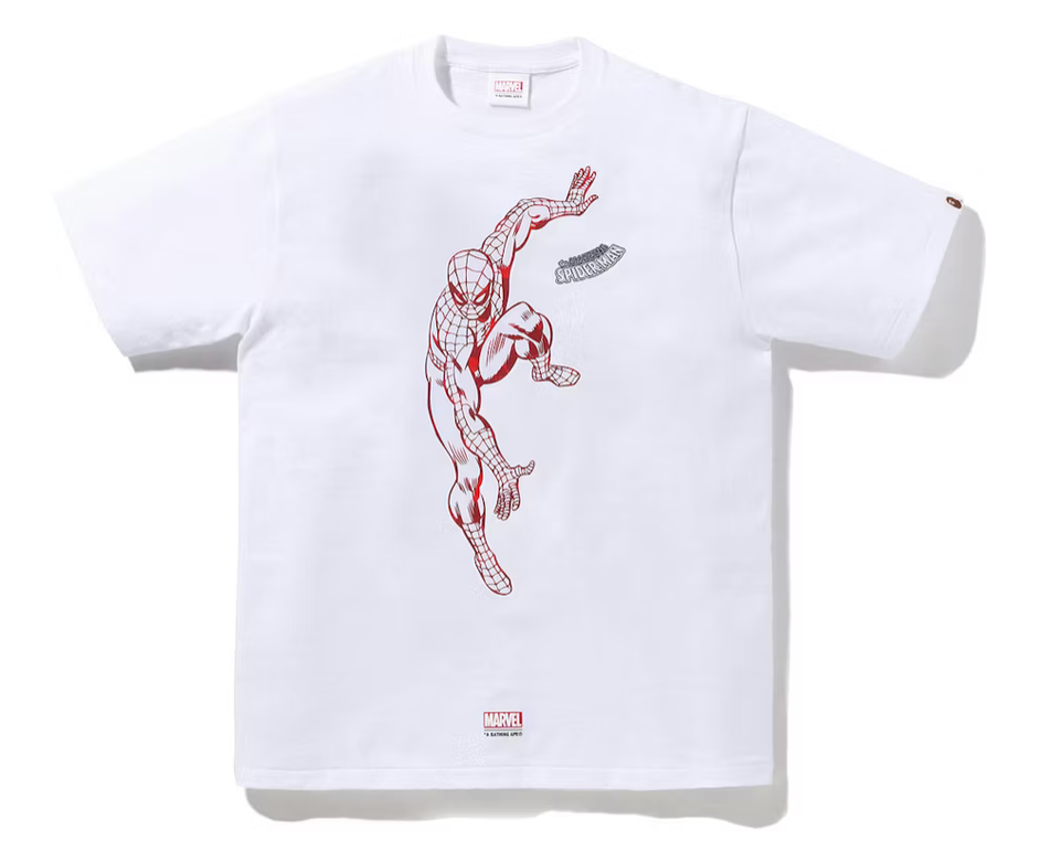 A Bathing Ape BAPE x Marvel Comics Camiseta Spider-Man "Blanco" (FW22)