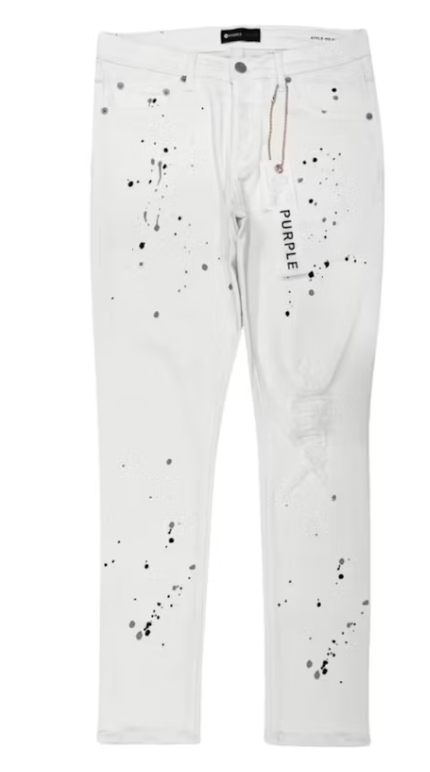 Purple Brand Paint Blowout Denim Pants White
