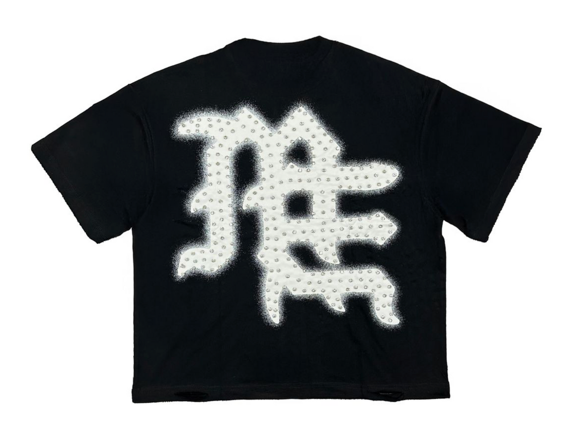 Mixed Emotions End Rhinestone Tee Shirt (Black)