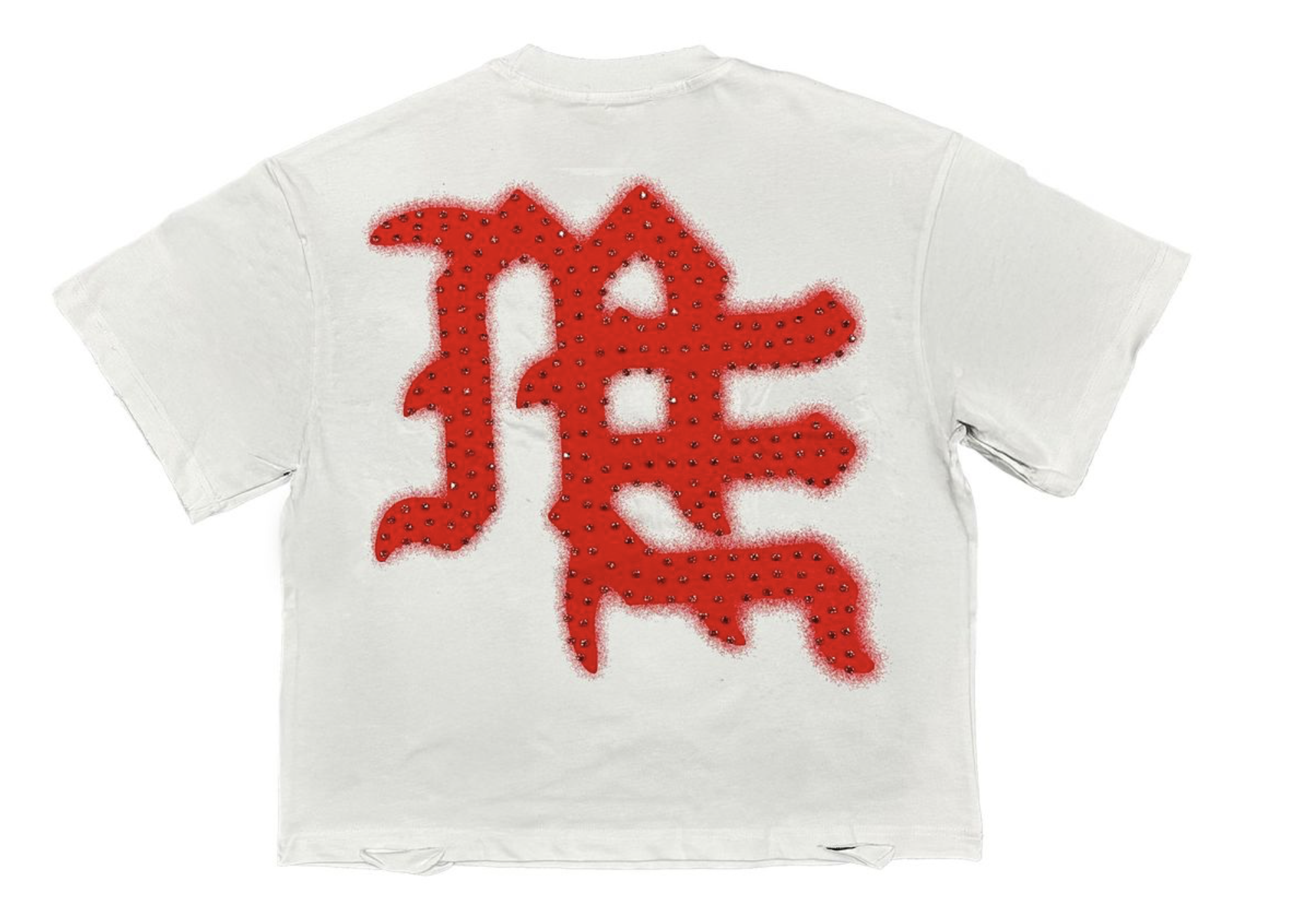Mixed Emotions "End" Rhinestone Tee Shirt (White/Red)