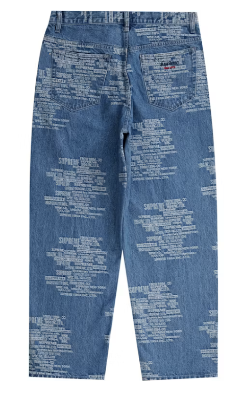 Supreme "Trademark" Jacquard Baggy Jean (Washed Blue) (SS23)