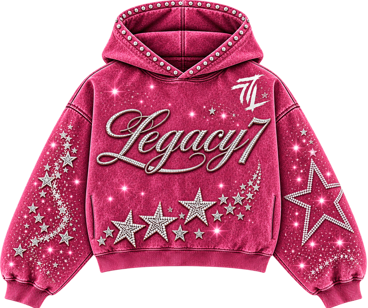Legacy 7 Rhinestone Hoodie Pink