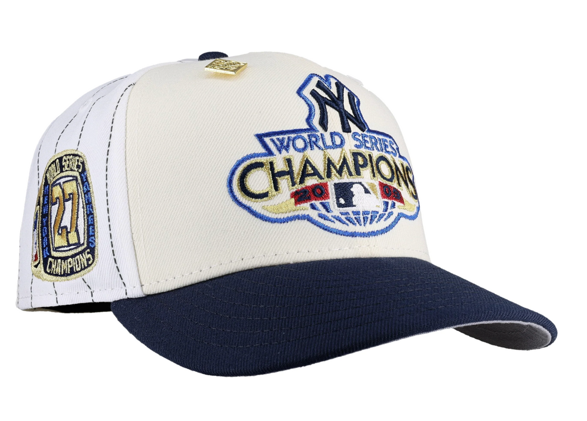 New York Yankees 2009 World Series Champs White Pinwheel Metallic 59Fifty Fitted Hat