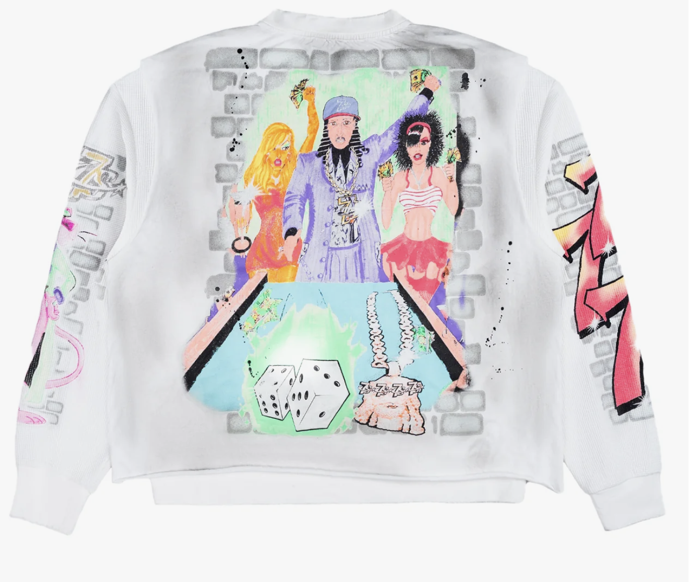 Triple Sevens "Player" Long Sleeve Tee Shirt (White)