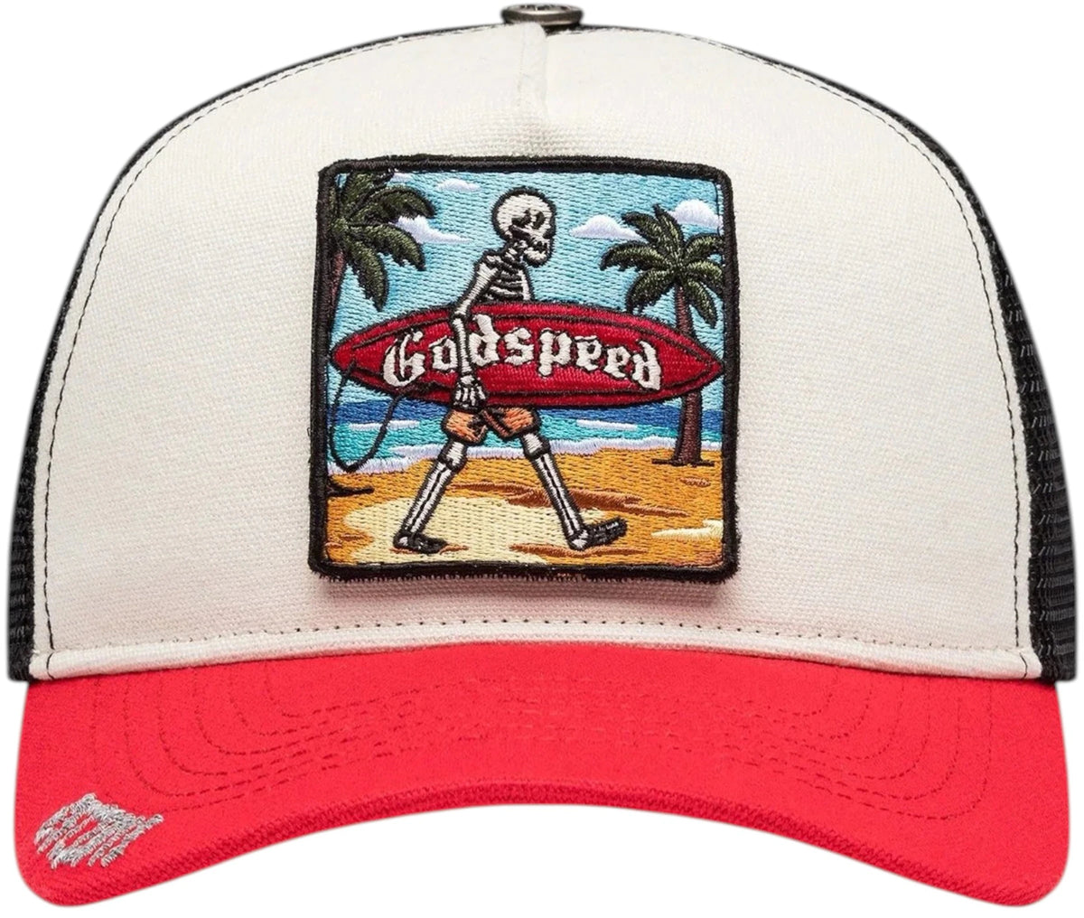Godspeed Mood Trucker II Hat White/Red/Patches