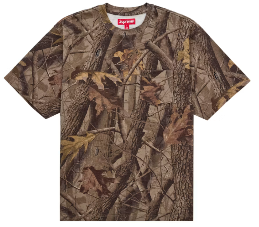 Supreme S/S Pocket Tee Shirt (Multicolor Realtree Hardwoods Camo) (SS26)