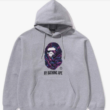 A Bathing Ape Relaxed Fit Pullover Hoodie Marbling Camo Grey
