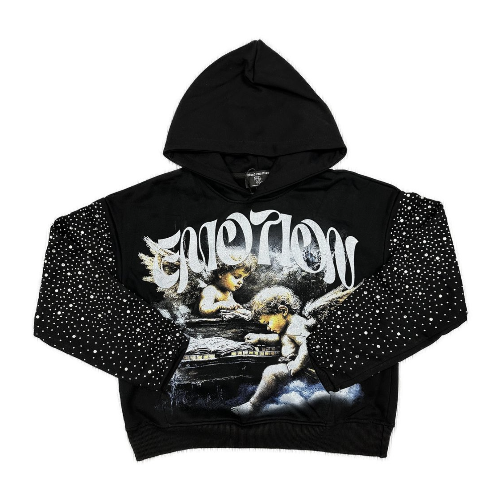 Mixed Emotions Fallen Angels Rhinestone Hoodie