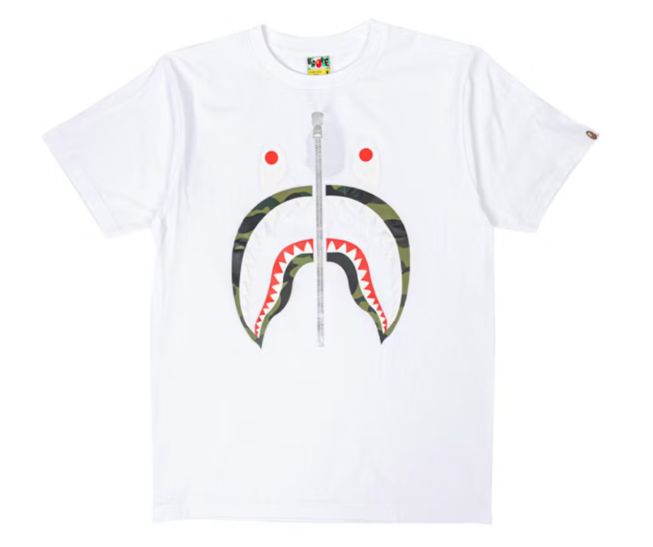 A Bathing Ape BAPE A Bathing Ape 1st Camo Shark Tee White/Green