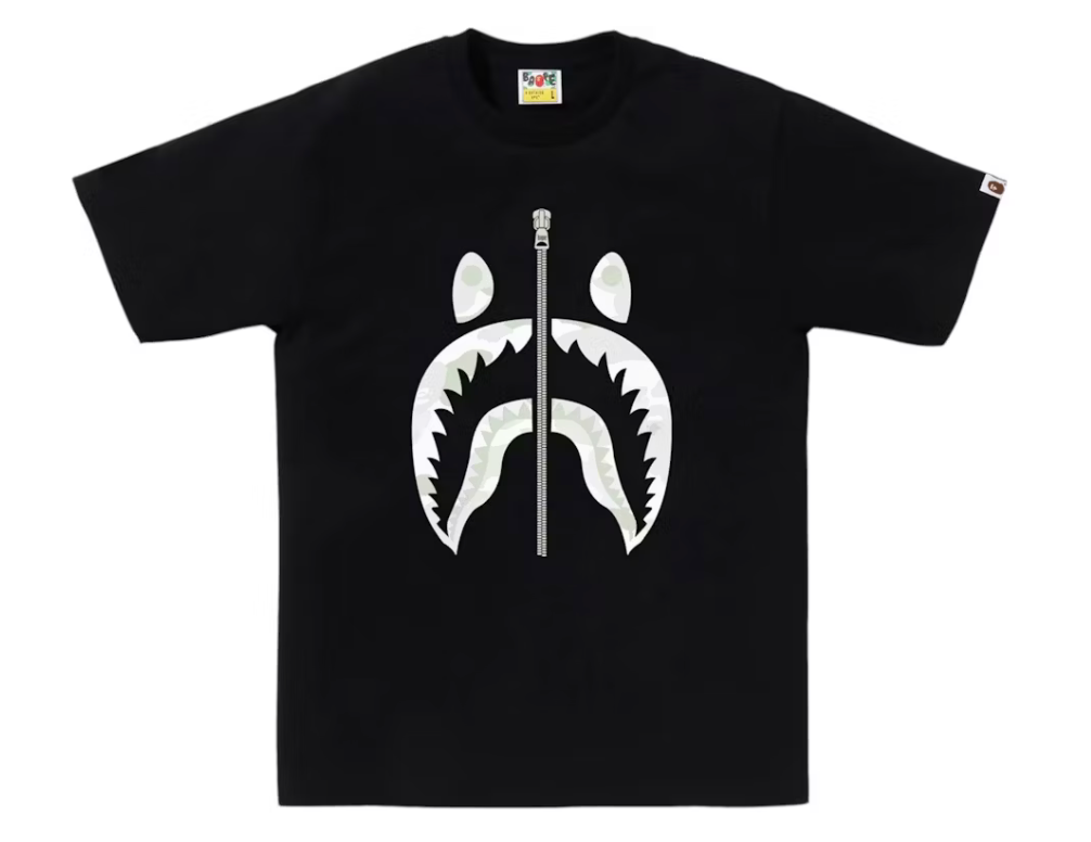 A Bathing Ape BAPE City Camo Shark Tee Black(Glow) (SS25)