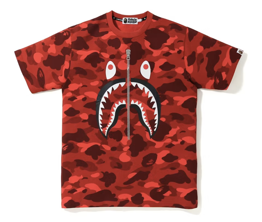 A Bathing Ape BAPE Color Camo Shark Tee Red FW24