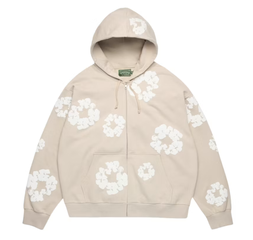 Denim Tears Cotton Wreath Zip Hoodie "Cream"