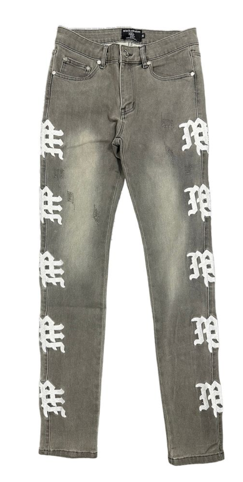Mixed Emotion ‘Ash’ Grey Monogram Denim