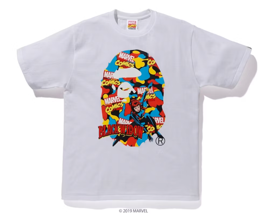 A Bathing Ape BAPE x Marvel Camo Black Widow Tee White (SS19)