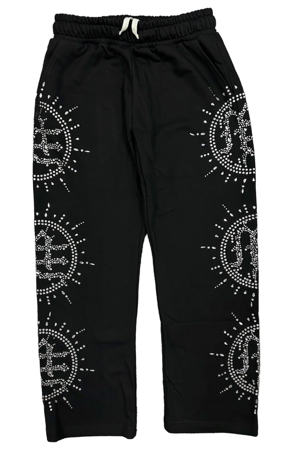 Mixed Emotions Eclipse Rhinestone Sweatpants (Black)