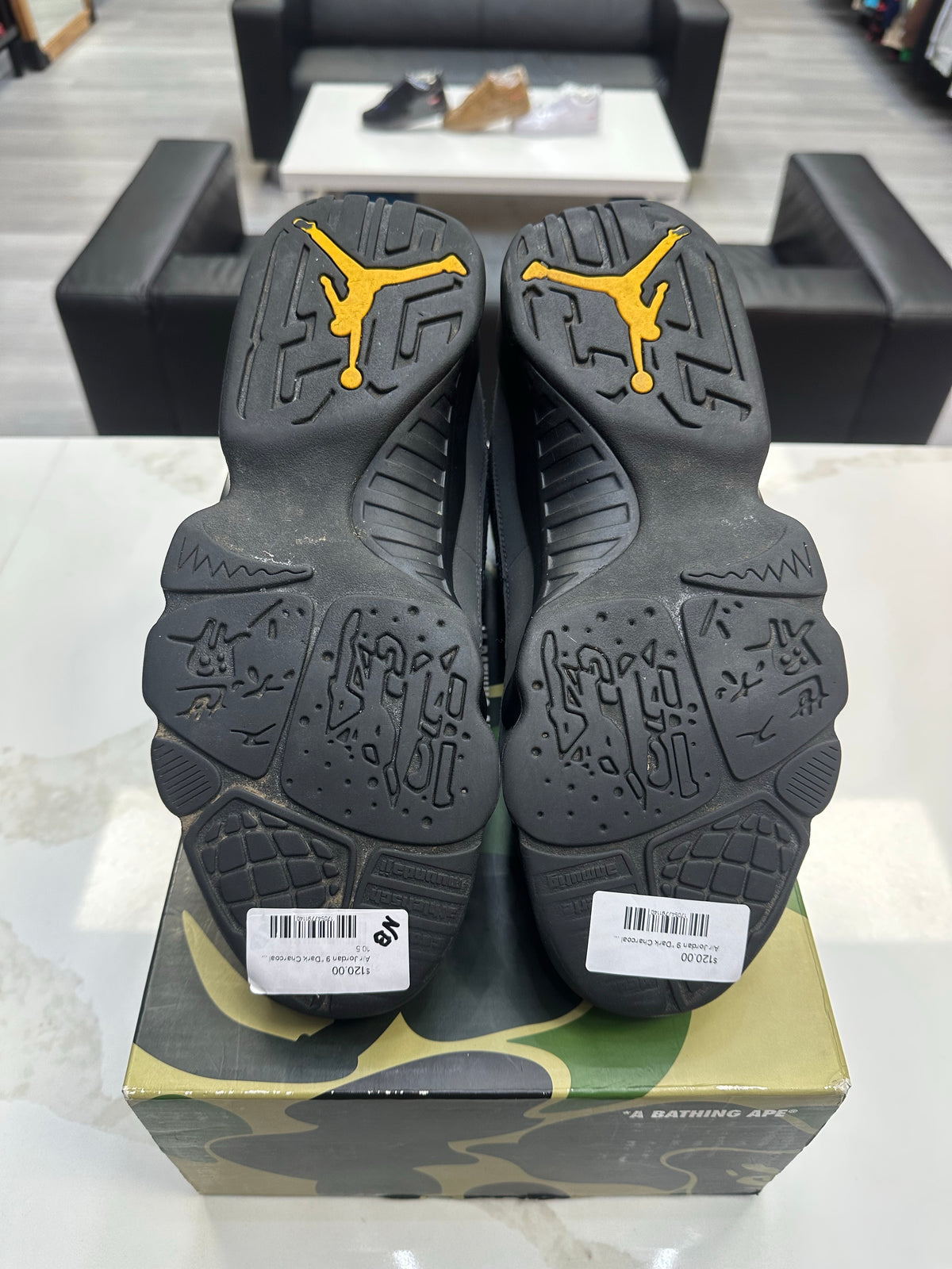 Jordan 9 Retro Dark Charcoal University Gold