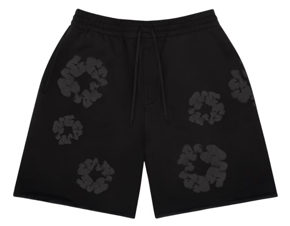 Denim Tears Faded Mono Cotton Wreath Sweatshorts "Black"
