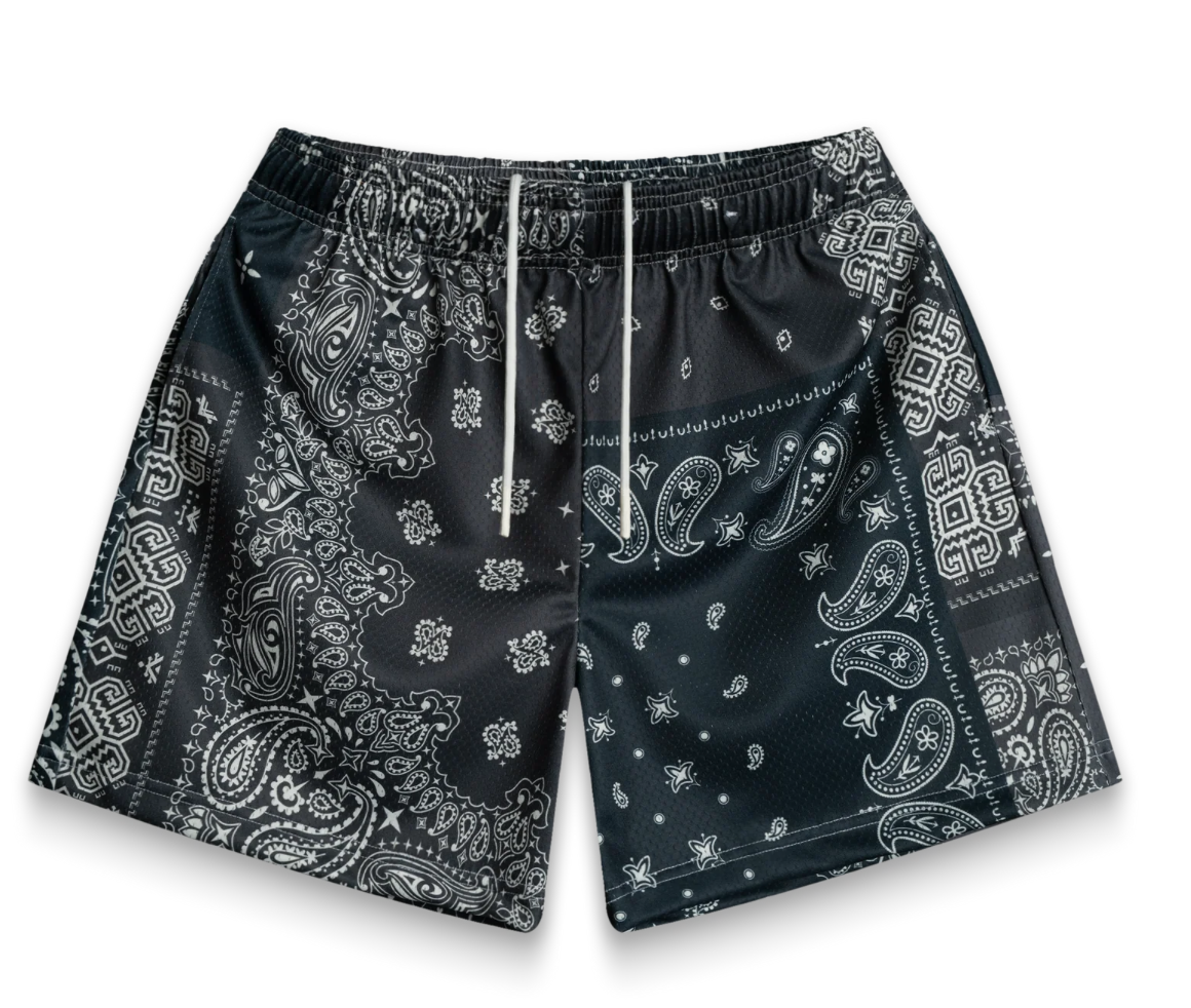 Bravest Studios Patchwork Paisley Shorts Black