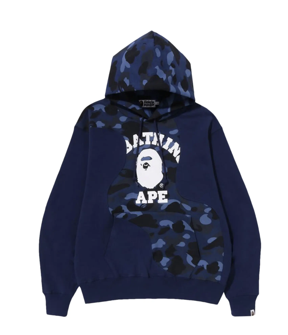 BAPE Color Camo College Cutting Relaxed Fit Hoodie 'Navy'