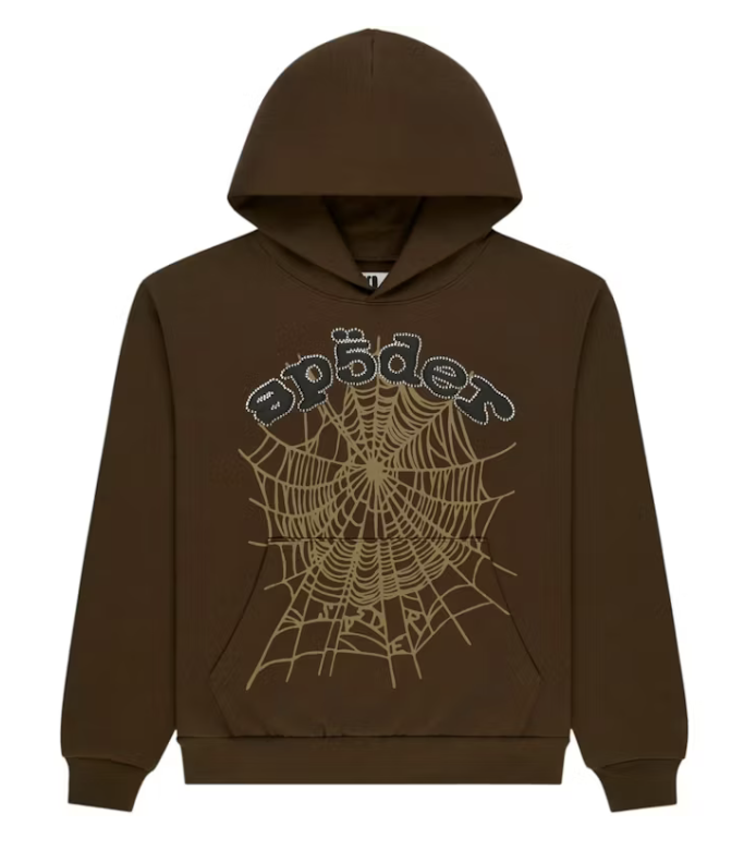 SP5DER Rhinestone OG Web Hoodie Brown