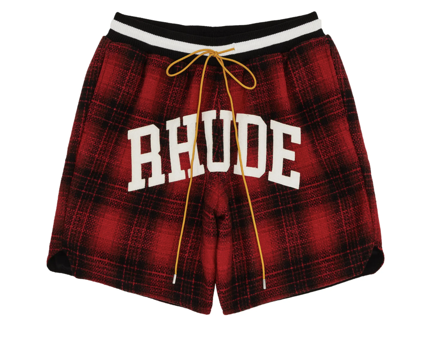 Rhude Flannel "Collegiate Court Logo" Shorts (Red/Black)