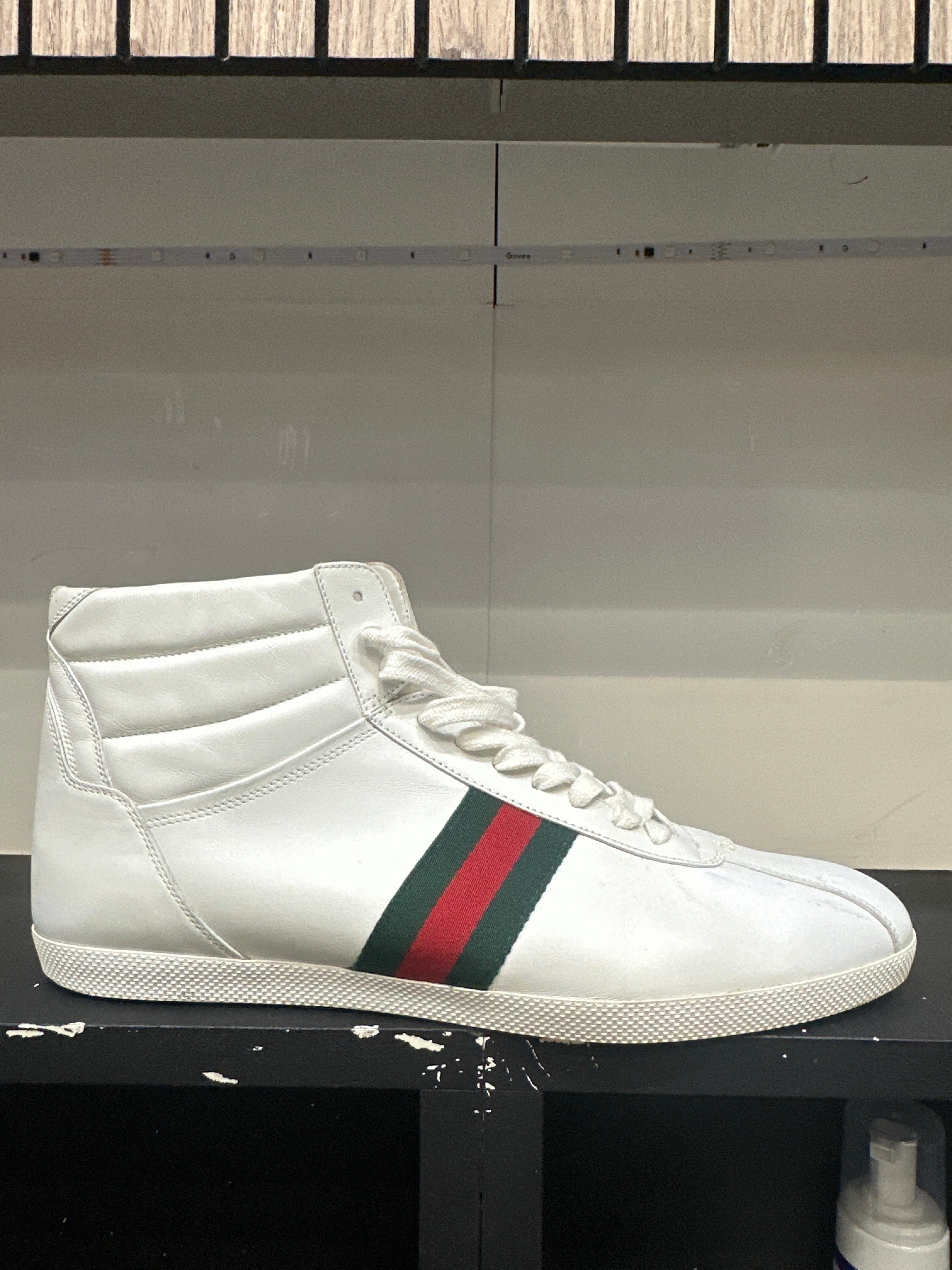 Gucci Leather Web High "White" (Pre-Owned)