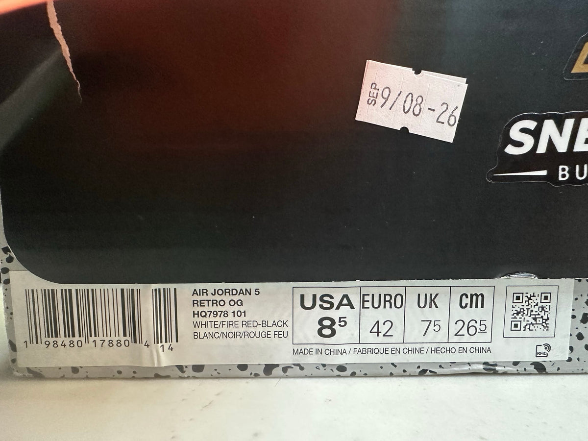 Jordan 5 Retro Fire Red Black Tongue (2025)