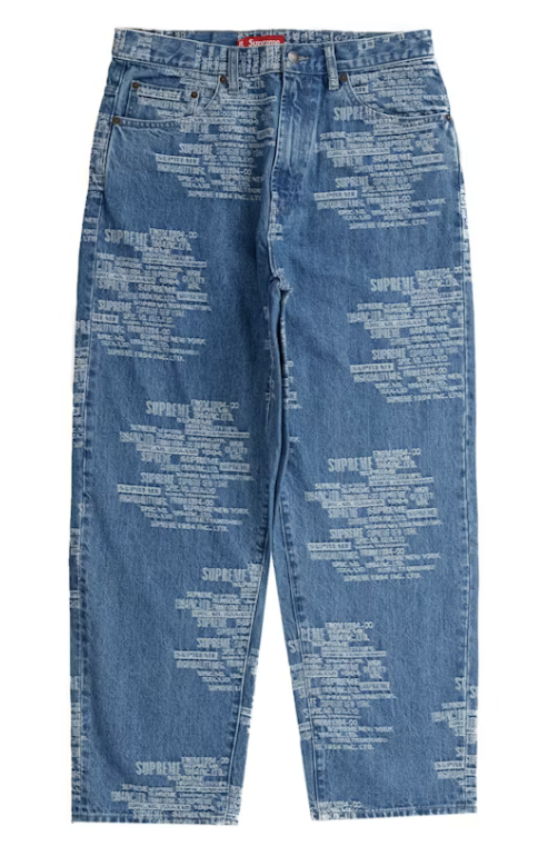 Supreme "Trademark" Jacquard Baggy Jean (Washed Blue) (SS23)