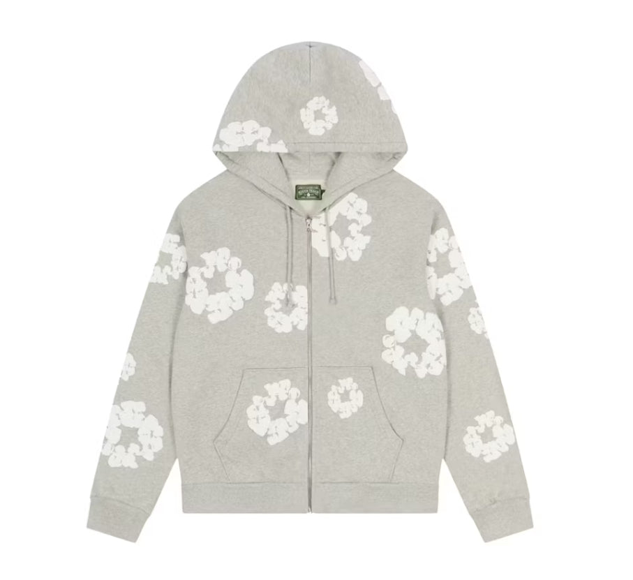Denim Tears Cotton Wreath Zip Hoodie Grey