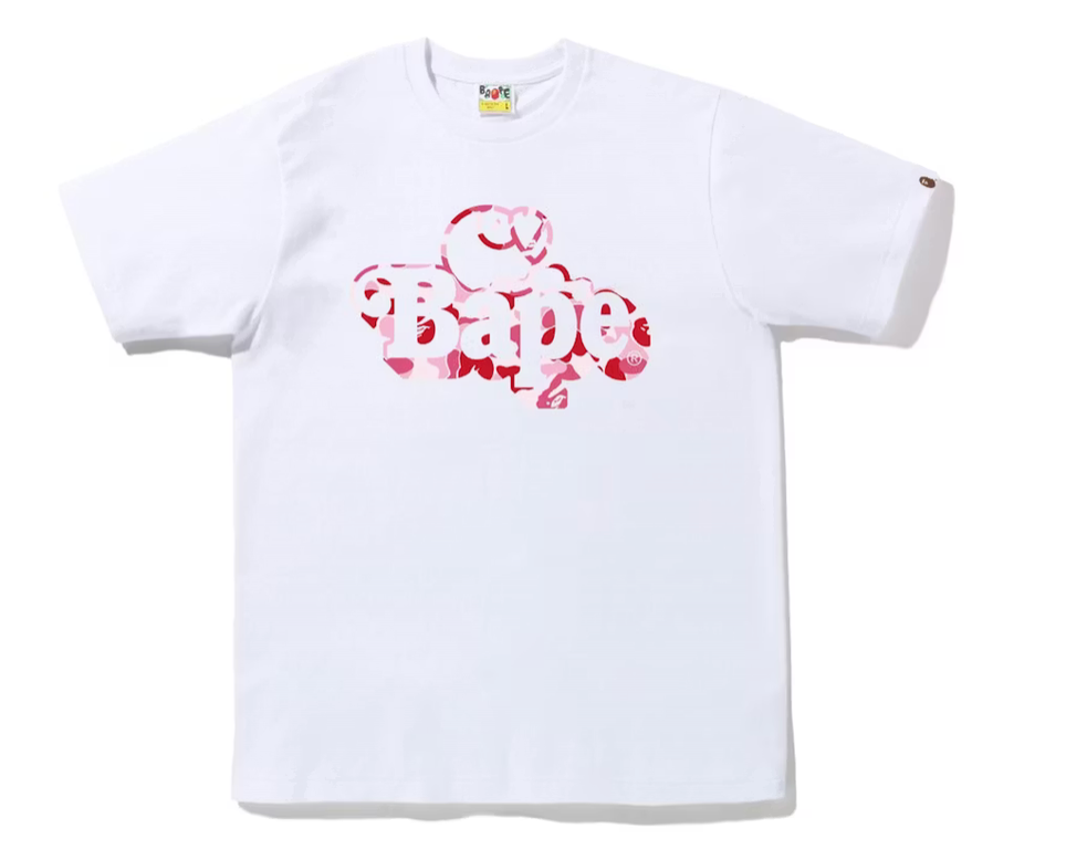 A Bathing Ape BAPE ABC Camo Milo on Bape Tee "White Pink" (SS23)