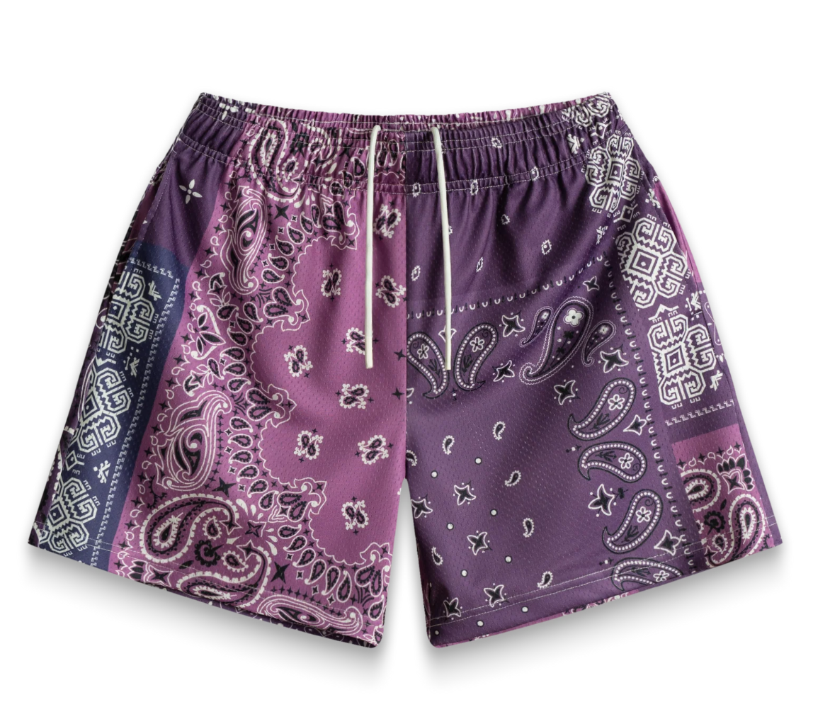 Bravest Studios Patchwork Paisley Shorts "Purple"