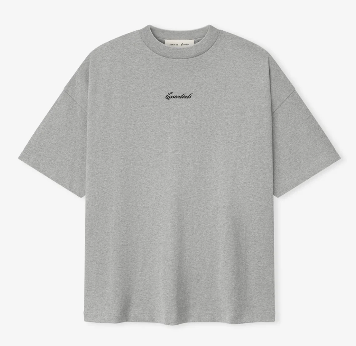 Fear Of God Essentials Signature 90s Short Sleeve Tee Shirt Concrete Heather Grey