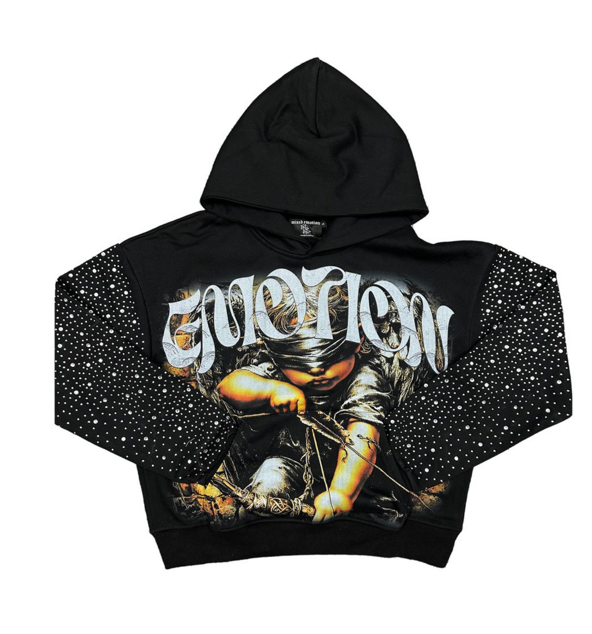Mixed Emotions Archer Rhinestone Hoodie (Black)