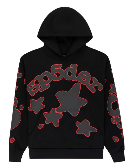Sp5der Beluga Outline Hoodie Black Red