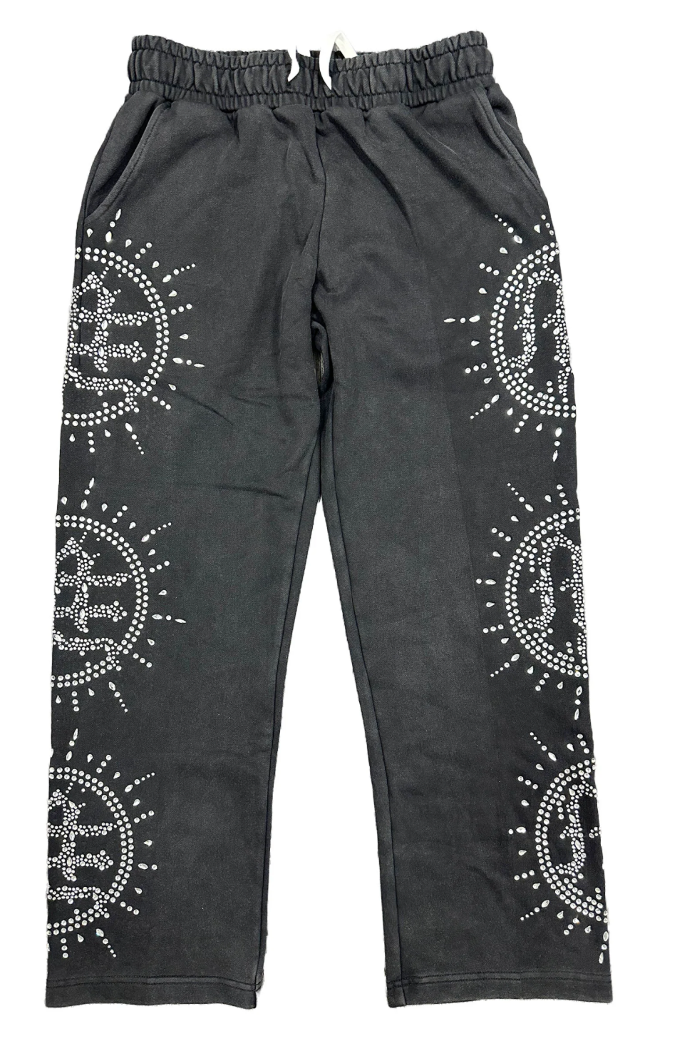 Mixed Emotions Eclipse Rhinestone Sweatpants (Acid Grey Wash)