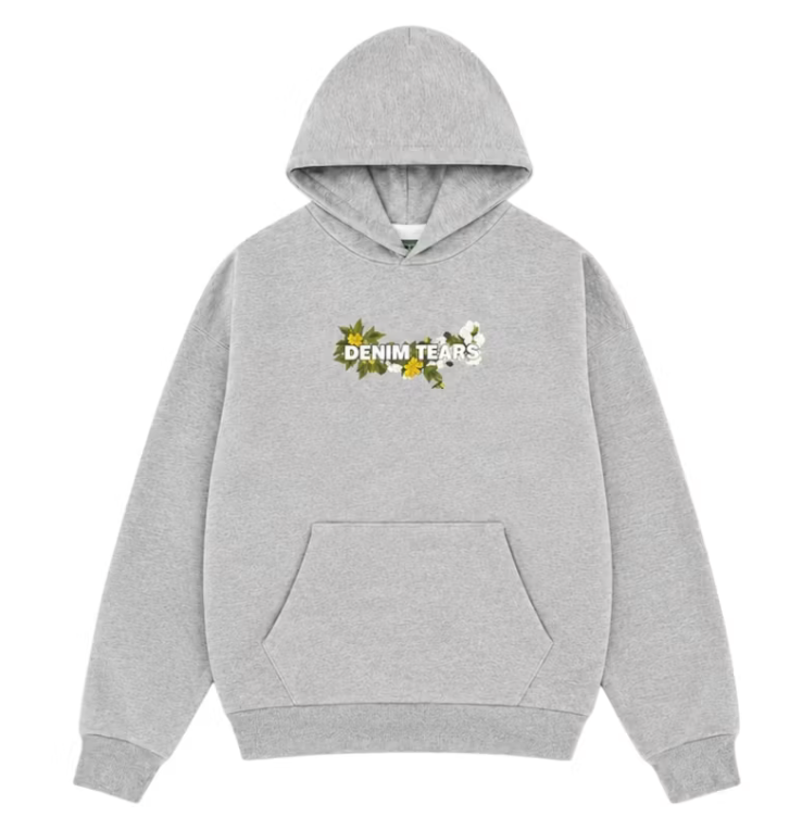 Denim Tears Floral Logo Embroidered Hoodie (Grey) (SS26)