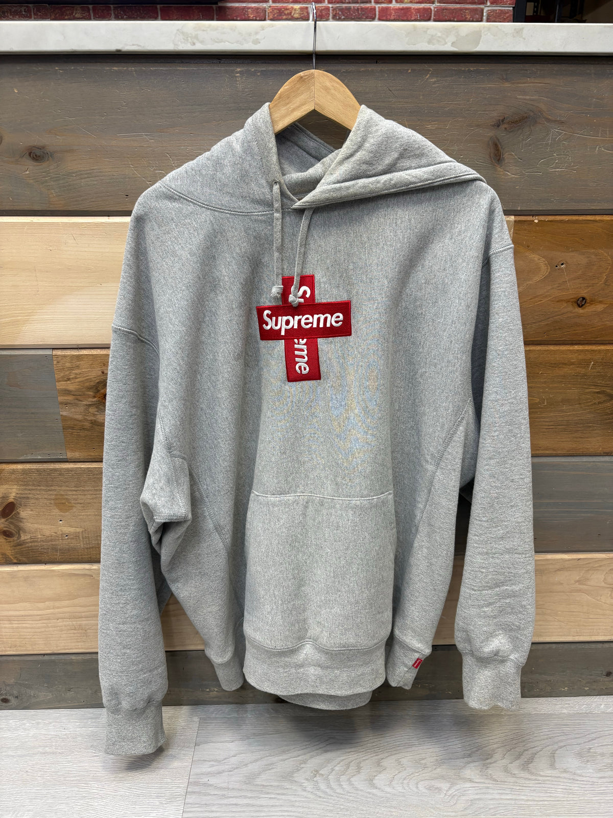 Supreme Cross Box Logo Hoodie (Heather Grey) (FW20)