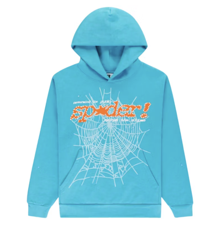 Sp5der Punk V2 Hoodie Cyan
