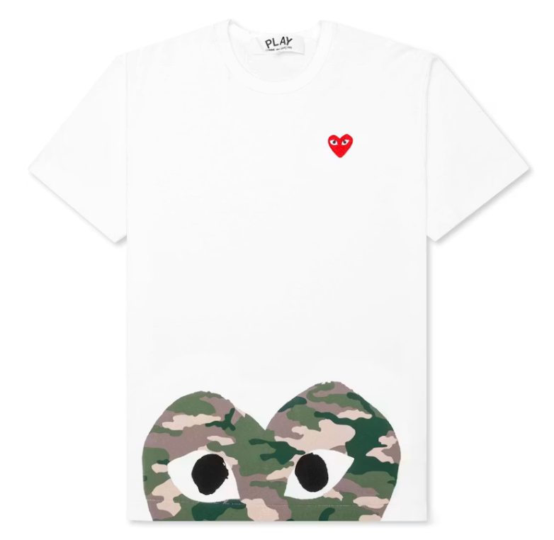 Comme des Garcons PLAY "Camouflage Edge Heart" Tee Shirt (White)