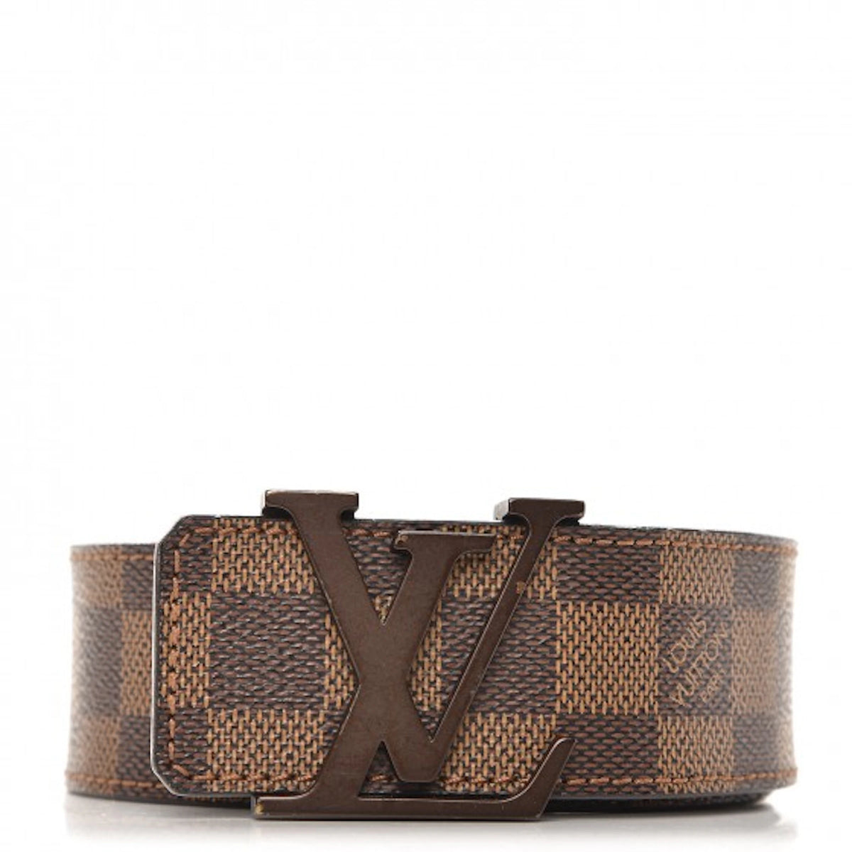 Louis Vuitton Belt Initiales Damier Ebene Canvas/Leather Brown Size 36