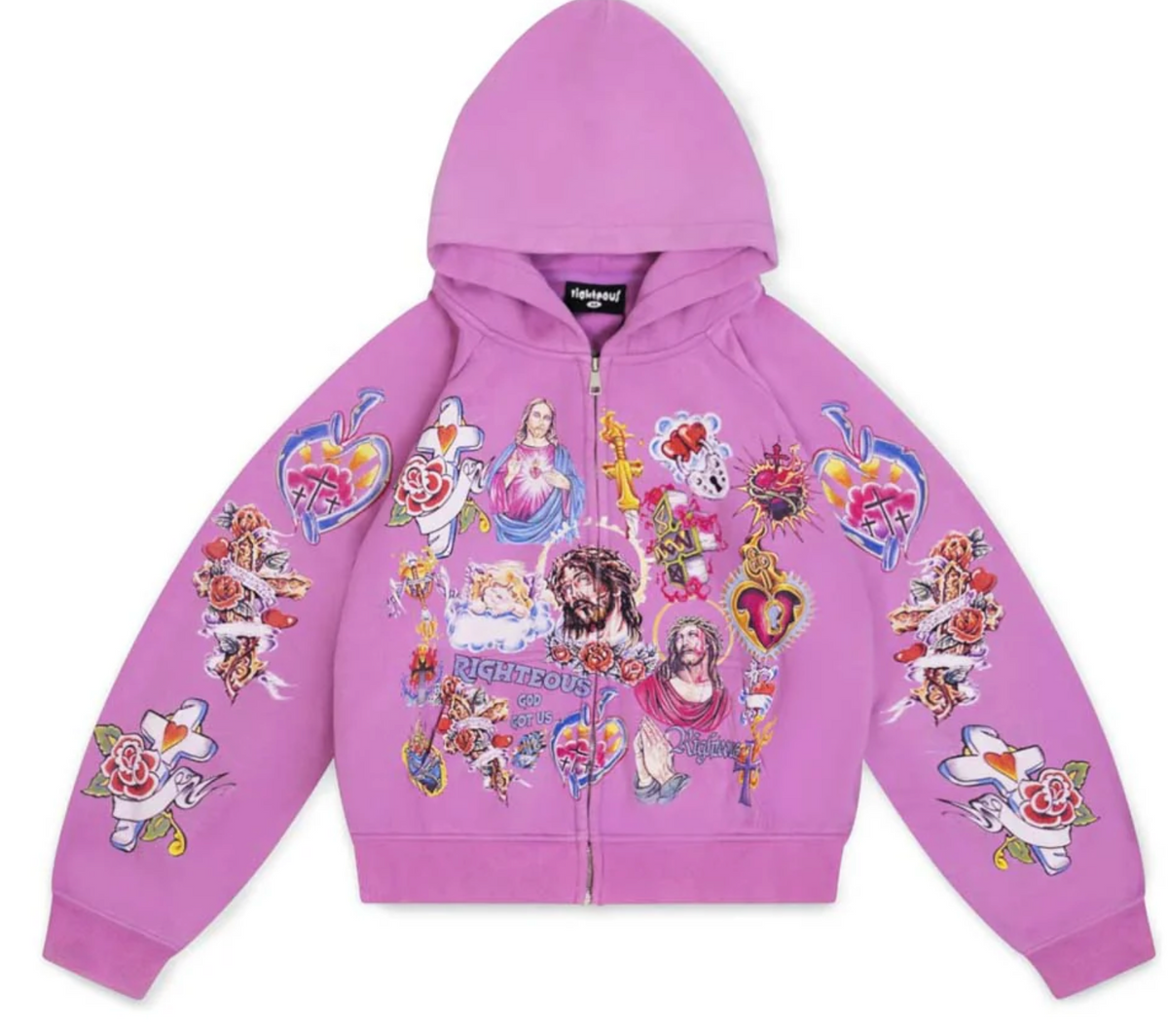 Righteous Risen King Cropped Zip Up Hoodie (Purple)