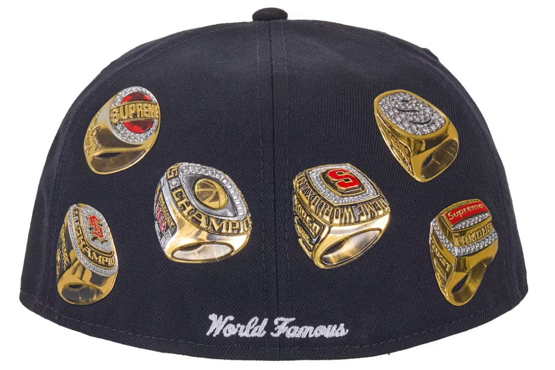 Supreme "Rings" Box Logo New Era 59Fifty Fitted Hat (Navy)