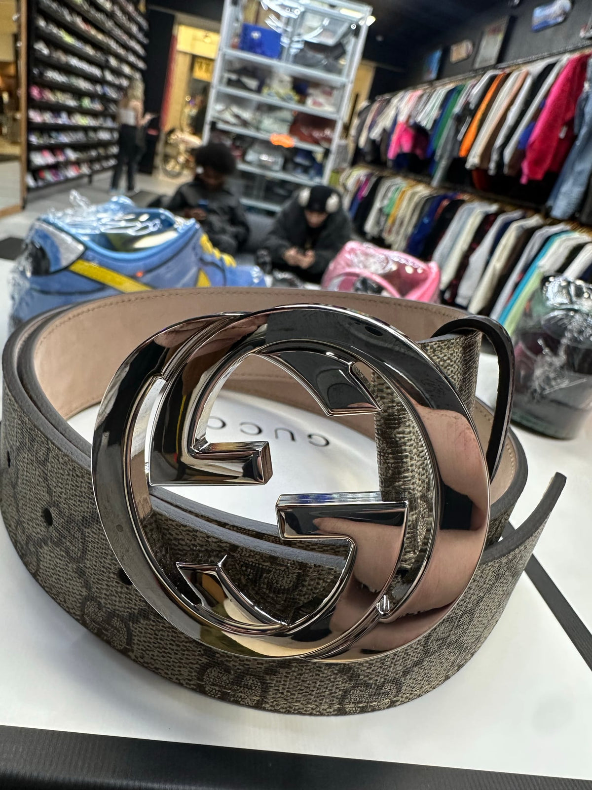 Gucci Interlocking G Belt GG Supreme Beige/Ebony