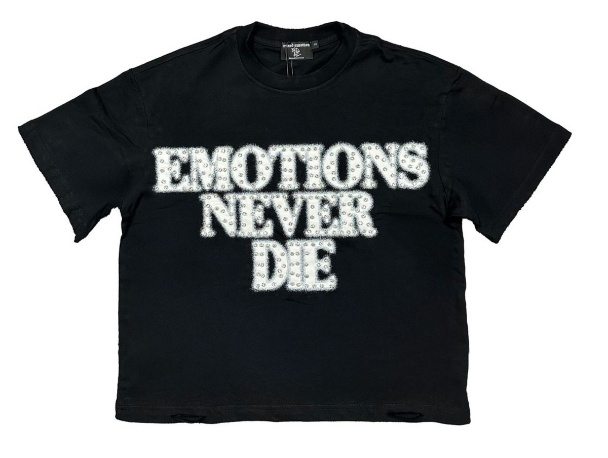 Mixed Emotions End Rhinestone Tee Shirt (Black)
