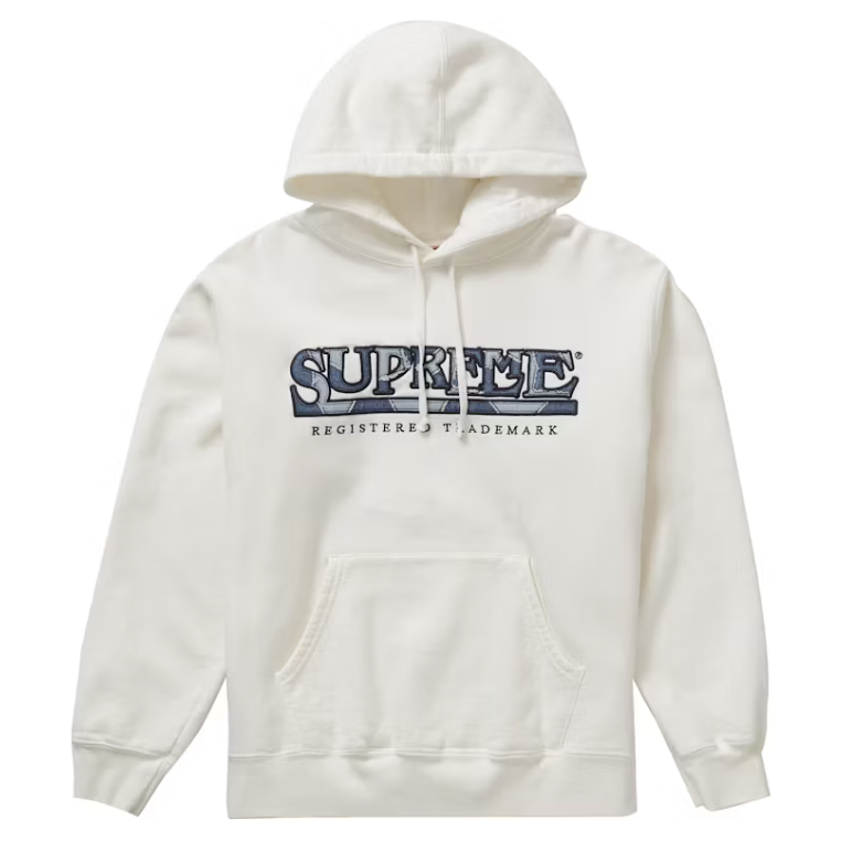 Supreme "Denim Logo" Hoodie (White) (SS21)