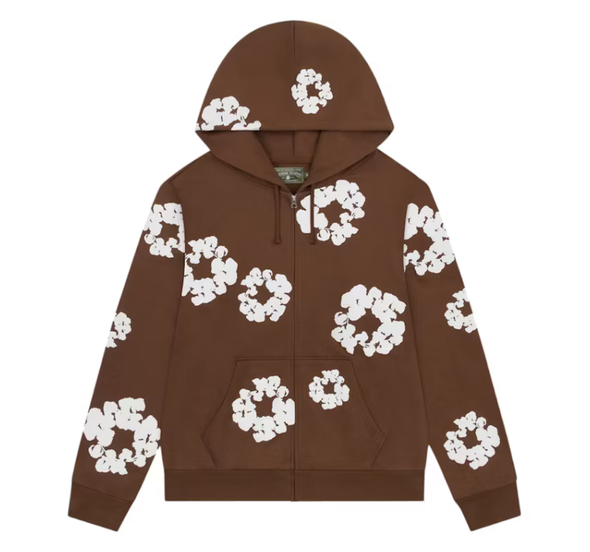 Denim Tears Cotton Wreath Zip Hoodie Brown