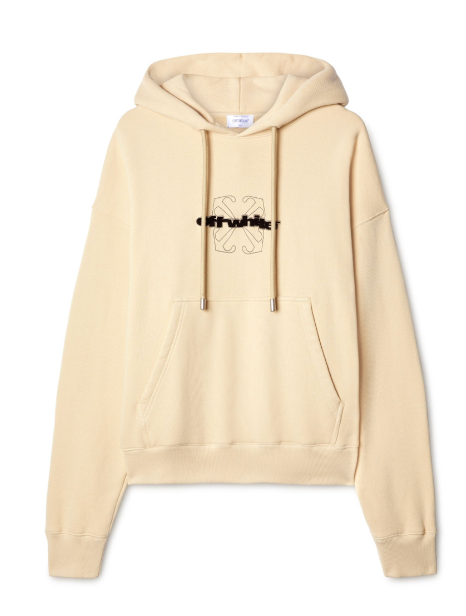 Off White Flock Arrow Skate Hoodie (Brown Rice)